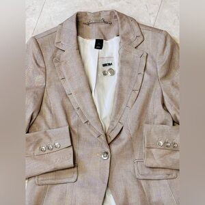 WHBM Herringbone Lined Blazer Lt Brown NEW Size 4